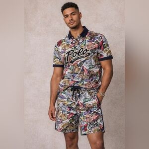 POLO RALPH LAUREN All Over Crest Collegiate Short + Shirt Set